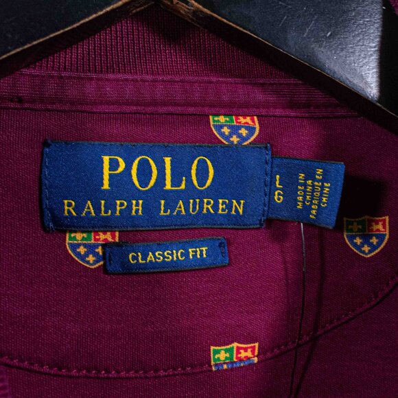 Polo Ralph Lauren Shield Crest AOP Pony Polo Shirt Large Preppy Y2K - Picture 5 of 6